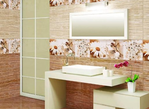 تصویر 3 از کاشی حمام گلدار با الگوی بزرگ و برجسته